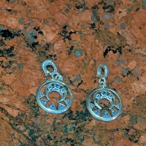 Silver and Blue Geometric Earrings